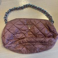 Prada borsa a tracolla quilted nylon mauve/tortora