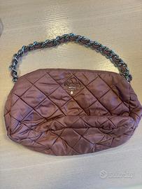 Prada borsa a tracolla quilted nylon mauve/tortora