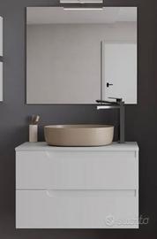 Mobile bagno + top di base e specchio tondo