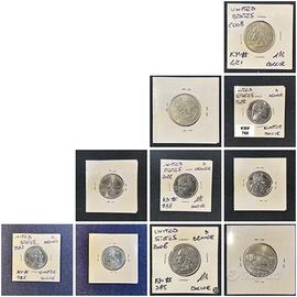 5 Monete da 1/4 di Dollaro Washington Quarter