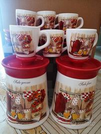Set tazza tazzine caffè con piattini e set sale