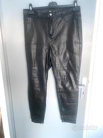 ZARA PANTALONI IN ECOPELLE NERI TG XL
