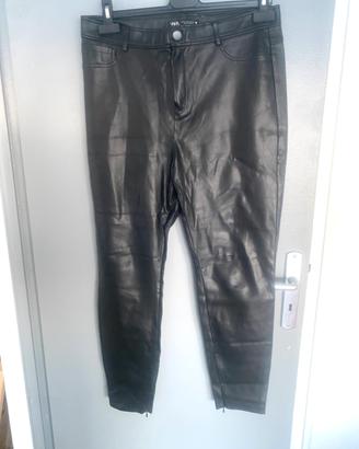 ZARA PANTALONI IN ECOPELLE NERI TG XL