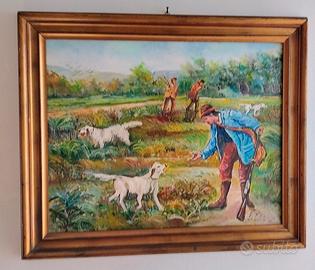 Quadro con cacciatore dipinto a mano pezzo raro.
