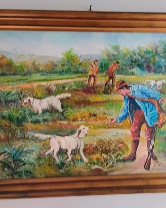 Quadro con cacciatore dipinto a mano pezzo raro.