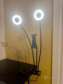 Ring Light LED con pinza e supporto smartphone