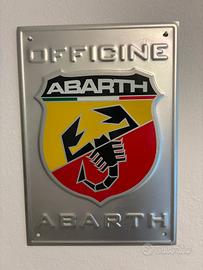 Targa Metallo Officine Abarth Originale in Rilievo