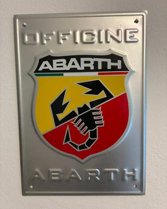 Targa Metallo Officine Abarth Originale in Rilievo