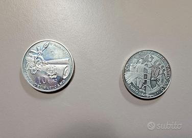 Coppia 5 euro e 10 euro argento Vaticano