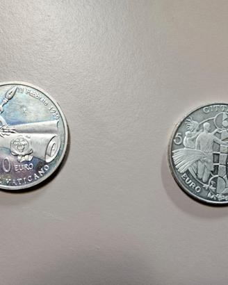 Coppia 5 euro e 10 euro argento Vaticano