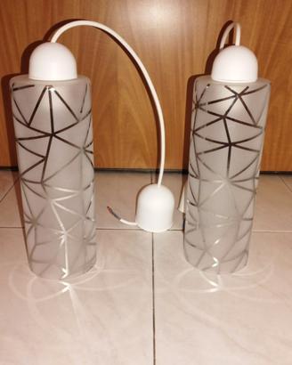 Set 2 Lampadari vetro a forma di cilindro