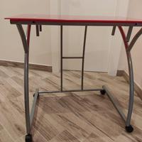 scrivania in vetro rossa 