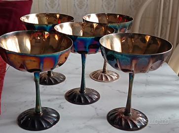5 calici  coppette Silver Plated 1000 oro 24k