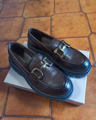 mocassini marroni similpelle donna platform 39