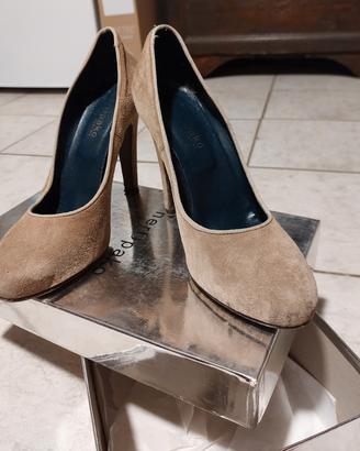 Décolleté beige scamosciate