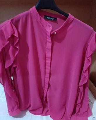 camicia donna fucsia con volant
