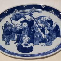 Piatto/vassoio ovale Blu/Bianco porcellana cinese