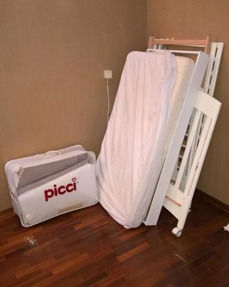 Lettino  bimbo/a+doghe+materasso ortop+rivest grig