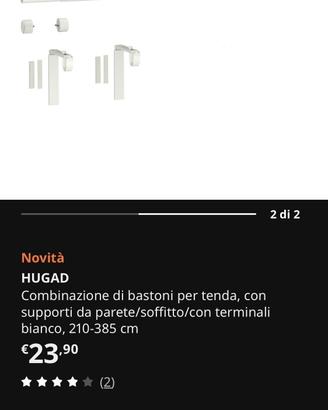 X2 kit completi montaggio pali bastoni tenda IKEA
