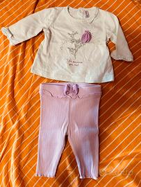 Completo maglia leggins bimba 1 mese Idexè fuseaux