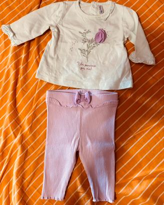 Completo maglia leggins bimba 1 mese Idexè fuseaux