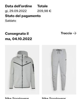 nike tuta uomo teck fleece tg S