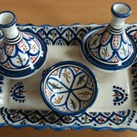 Splendide ciotole e vassoio in ceramica smaltata.