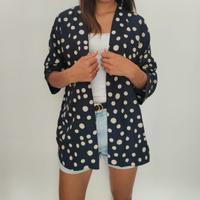 Giacca Kimono Donna a Pois Vintage Blu Tg M