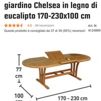 Tavolo da giardino in legno allungabile.