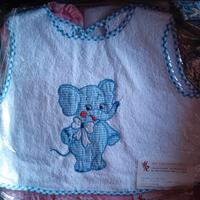 Bavaglino bimbo elefantino bordo a quadretti