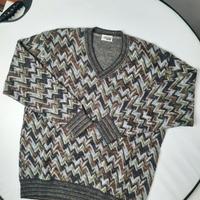 Maglione vintage Missoni Sport zigzag collo a V