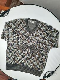 Maglione vintage Missoni Sport zigzag collo a V
