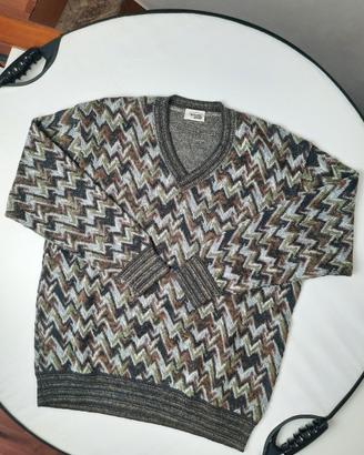 Maglione vintage Missoni Sport zigzag collo a V