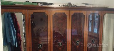 Armadio Vintage 6 Ante con Specchi e Radica Noce