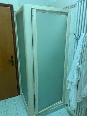Box doccia in allulinio bianco e vetro opaco