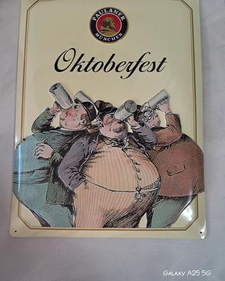 targa metallo paulaner oktoberfest rilievo 30x40