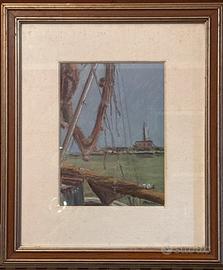 Quadro olio Porto Corsini Ravenna pittore B. Gelli
