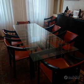 sedie " cassina" in legno e pelle