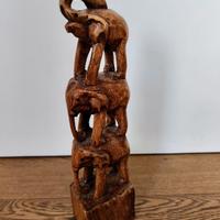 Soprammobile etnico in legno, 3 elefanti