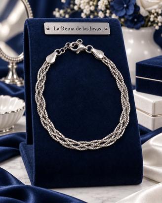 Bracciale argento 925 multifilo veneziana 17/20 cm