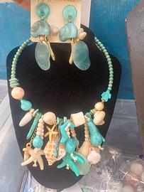 set orecchini e collana artigianale alta moda 