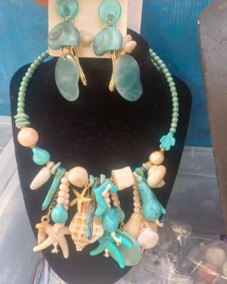 set orecchini e collana artigianale alta moda 
