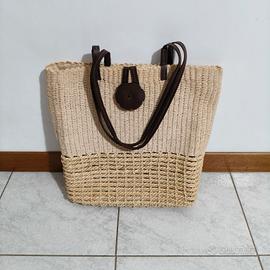 Borsa in Corda Intrecciata con manici marroni 