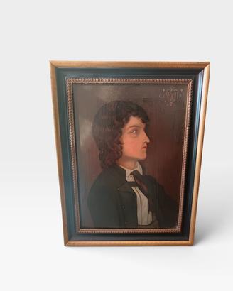 Antico dipinto olio Biedermeier Ritratto 1817