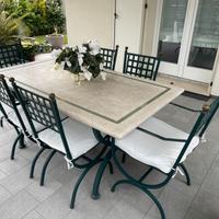 tavolo da giardino con 6 sedie e cuscini