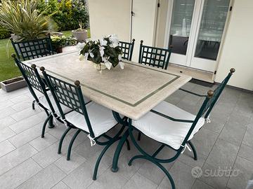 tavolo da giardino con 6 sedie e cuscini