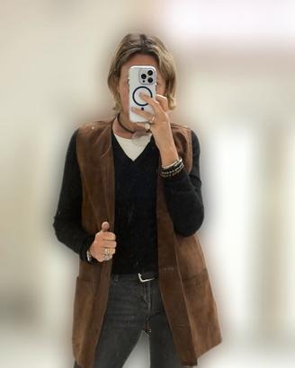 Gilet scamosciato marron glacé
