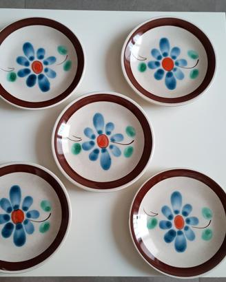 Set di 5 piatti vintage dipinti a mano