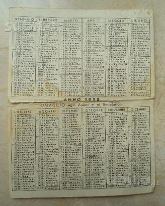 Calendario 1958 Scuola Missionaria "Gesù Bambino"