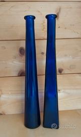 Coppia bottiglie vintage blu cobalto